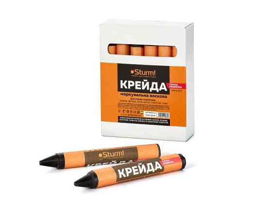 Крейда воскової розміткової маркувальної для будь-якої поверхні (чорний, 12 шт.) Sturm 1090-06-KB12 (читати Рівне