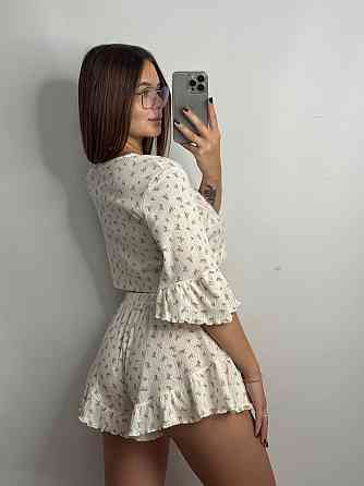 Женский комплект на завязках с шортами Цветы XL-2XL Харьков