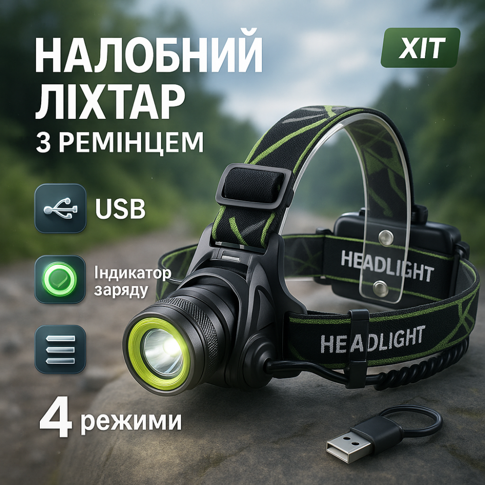 Налобний ліхтар з кріпленням на голову T106-T6+COB, Ліхтарик налобник, Ліхтарик діодний налобний PT-49 Львів - фото 14