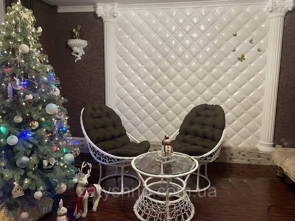 Ротангові меблі з коричневими накидками Київ - фото 1