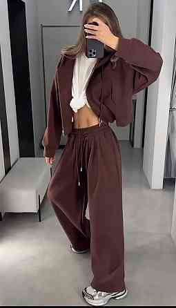 Женский прогулочный костюм двойка: кофта и брюки двухнитка Шоколадный, 44/46 Одесса
