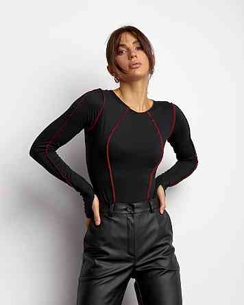 Жіночий базовий боді з кантом біфлекс Чорний, 42/44 Одеса