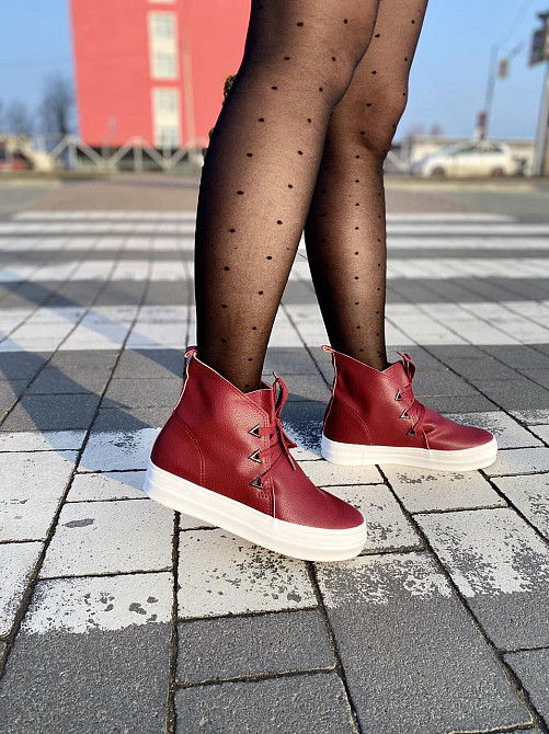 Черевики жіночі EA-2990 бордові еко-шкіра весна-осінь 39р.-24,5см. 40р.-25см. (1352) Коломыя - изображение 2