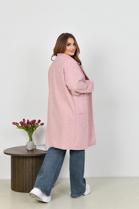 Женское стильное пальто с карманами баранец на флисе Розовый, 46/48 Одесса - изображение 2