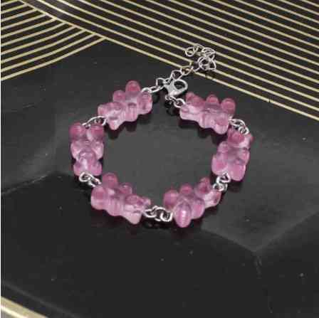 Браслет с мишками розовый - длина 15-20см, регулируется Киев
