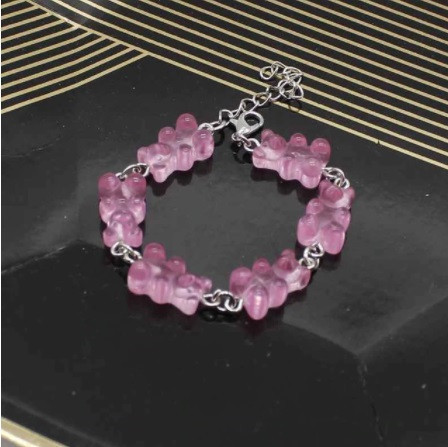 Браслет с мишками розовый - длина 15-20см, регулируется Киев - изображение 1