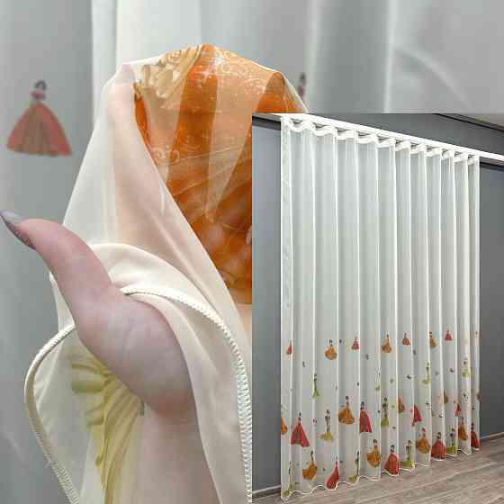 Тюль VR-Textil 1936т Шифон с принтом Молочный с разноцветным 300х270 см (42-0905) Киев