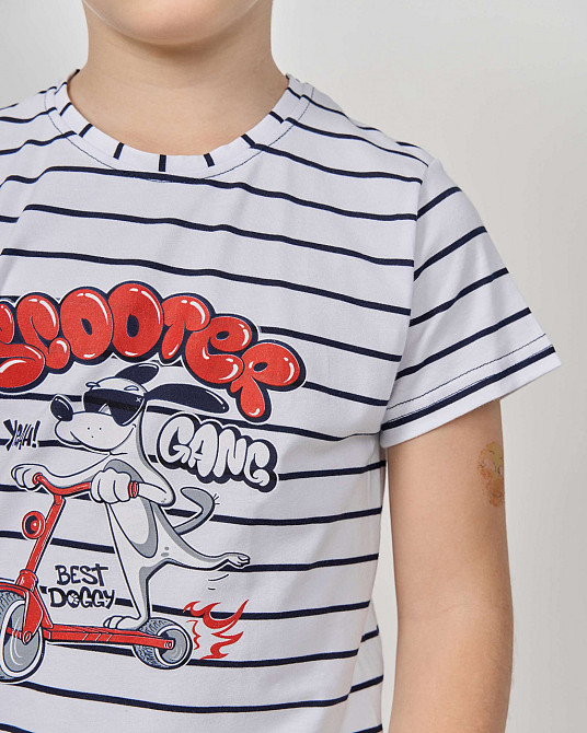 Комплект з капрі для хлопчика Tom John - Смужки Scooter 89156 7-8, Білий Київ - фото 7