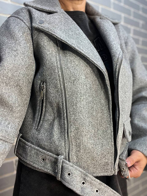Куртка жіноча A-N 2428 косуха пальто блискавка ремінь сіра, сірий, L Київ - фото 6