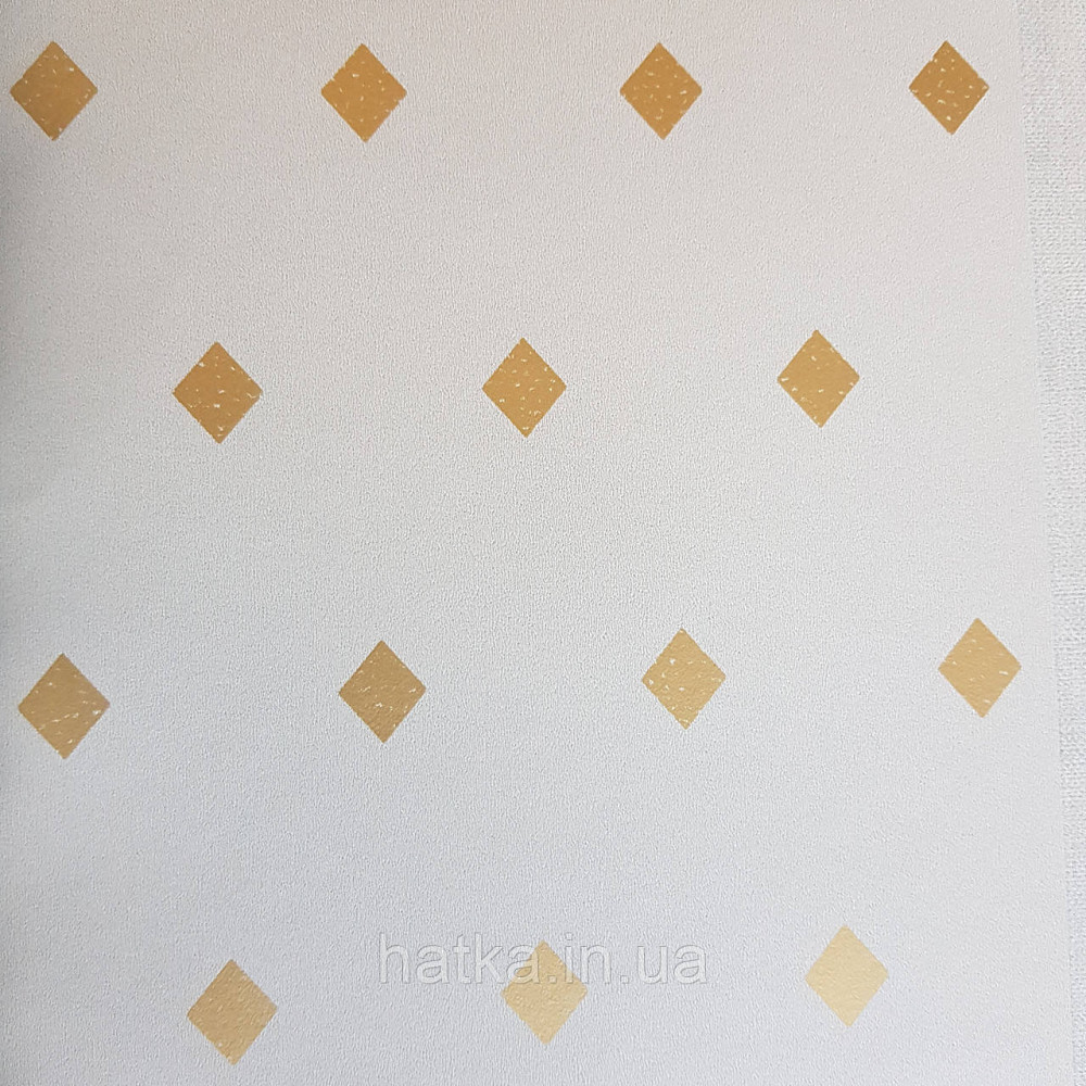 Шпалери вінілові на флізелін Caselio Mystery 0.53х10 м геометрія яскраві ромби золотисті на кремовому Київ - фото 1