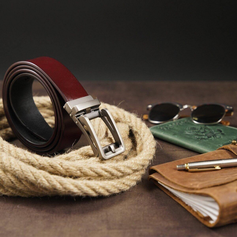 Ремінь чоловічий зі стильною пряжкою Vintage 20307 Коричневий Київ - фото 7