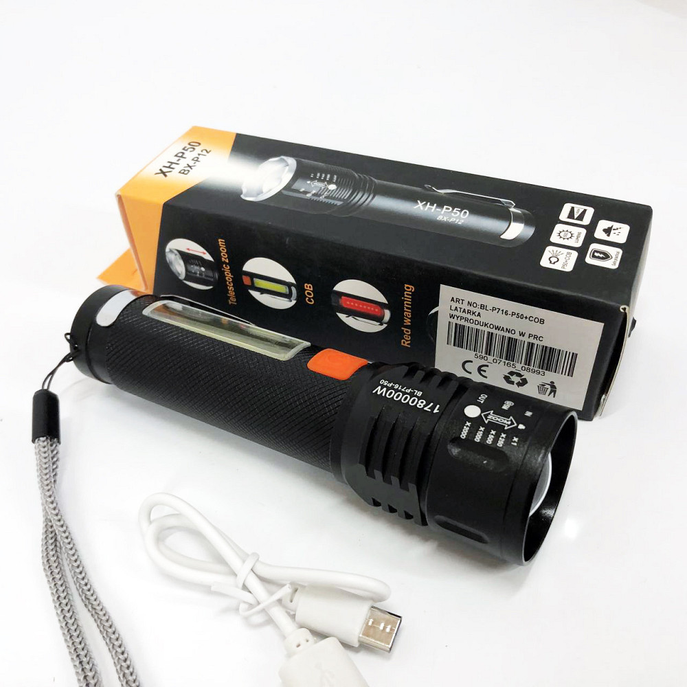 Ліхтар для домашніх потреб Bailong, Ліхтарик світлодіодний ручний акумуляторний портативний KQ-96 Львів - фото 10