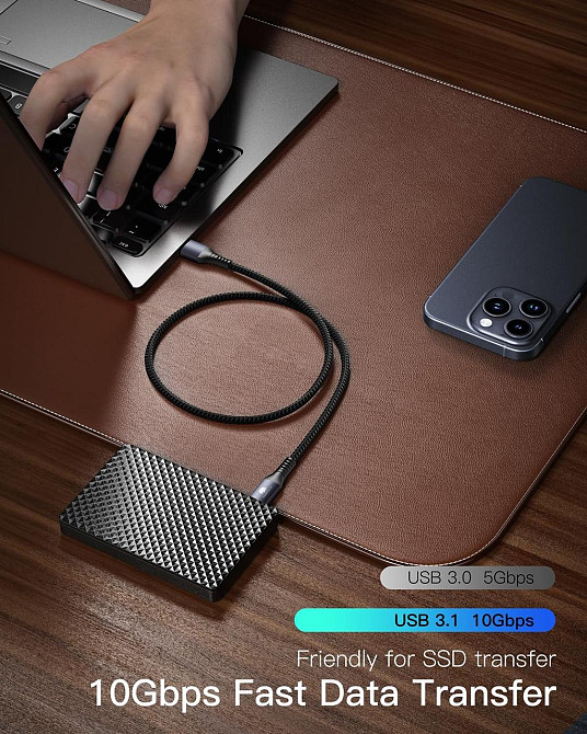 Кабель CONMDEX USB-A - USB-C 3.1 Gen 1 м, 10 Гбит/с, QC 3.0 до 3А, 18 Вт, 56 кОм, серый Киев - изображение 3