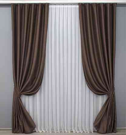 Комплект готових штор VR-Textil Bagema Rvs № 1243ш Коричневий 150х295 см 2 шт (33-0619) Київ