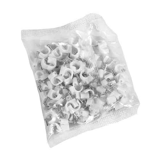 Скоба з цвяхом E-NET 6 мм біла, 100 штук (94-00322) Київ