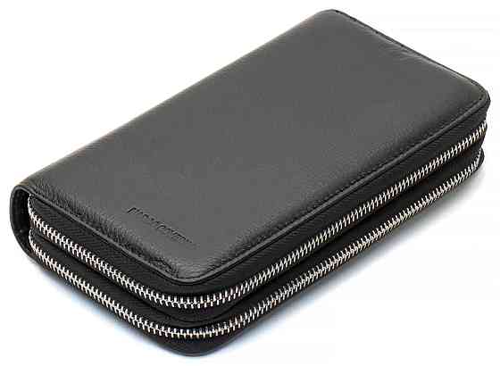 Черный мужской кошелек-клатч на две молнии из натуральной кожи Marco Coverna MC-801 Киев