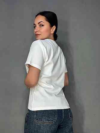 Футболка жіноча A-N 30153 з вишивкою базова однотонна one size, білий, one size Київ