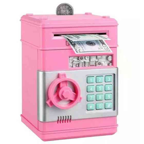 Электронная копилка сейф банкомат для детей с PIN-кодом, автоматический прием банкнот и монет Pink PW-90 Львів