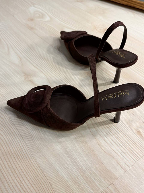 Туфлі жіночі Meideli 566-23 slingback човники з пряжкою екозамша коричневі, 38, 24 см Київ - фото 4