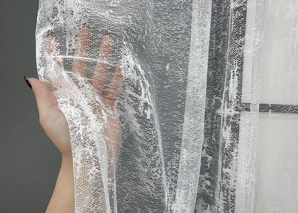 Короткая тюль, высота 1,6 м., жаккард цвет белый 1860т Киев - изображение 3