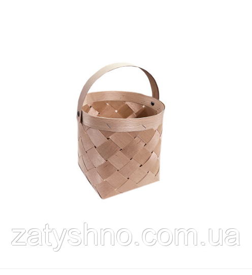 Корзина плетеная из  шпона с  ручкой 110*110*140 мм Киев - изображение 1