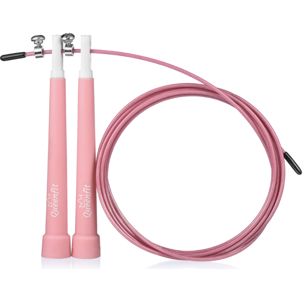 Скакалка Queenfit Speed с пластиковыми ручками розовая Киев - изображение 2