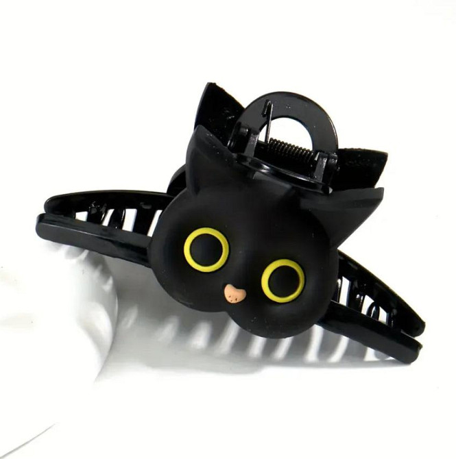 Заколка для волос «Чёрный кот» — шпилька-клипса с мордочкой кота Киев - изображение 4