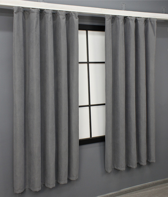 Комплект коротких штор VR-Textil Мікровелюр Petek № 1485ш Сірий 130х170 см 2 шт (35-0211) Київ - фото 3