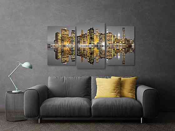 Модульна картина у вітальню/ спальню Місто в ночі Art-735_3 70x130 см Київ
