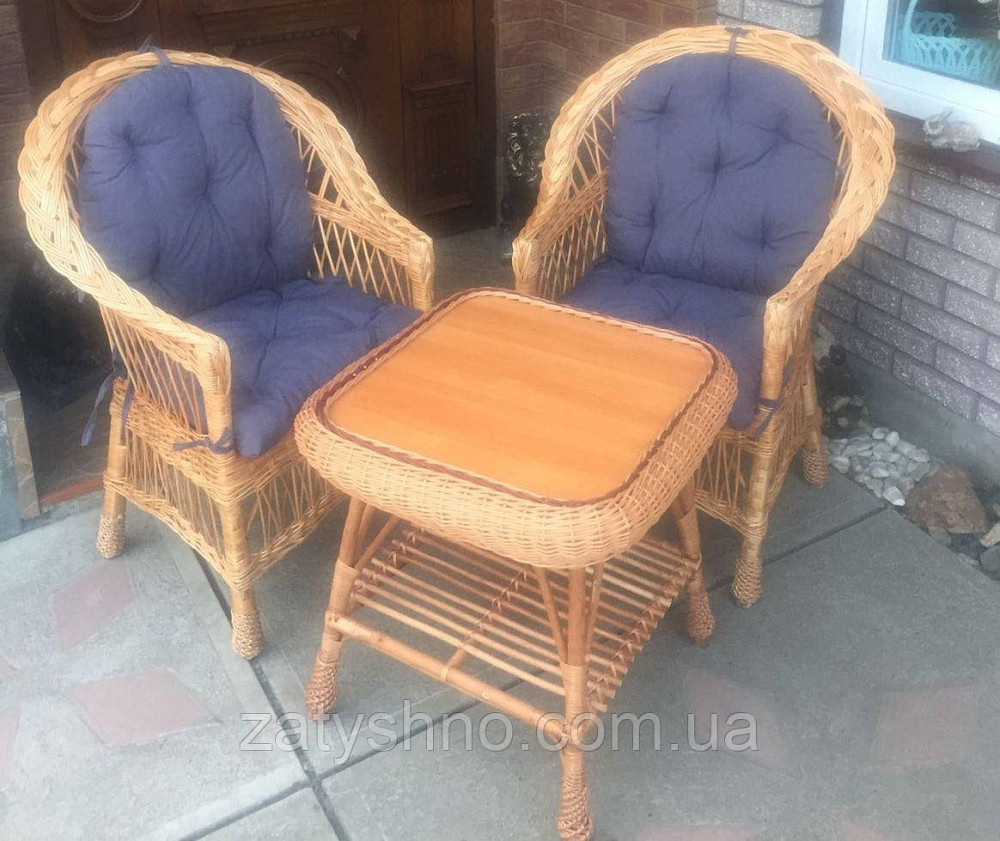 Меблі із лози з накидками | комплект плетених меблів зі столом меблі плетені з подушками Київ - фото 2