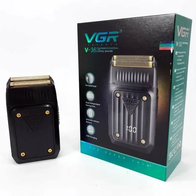 Електробритва VGR V-363 подвійне лезо, LED дисплей, акумуляторна, USB зарядка, чорний, портативна Одеса - фото 7