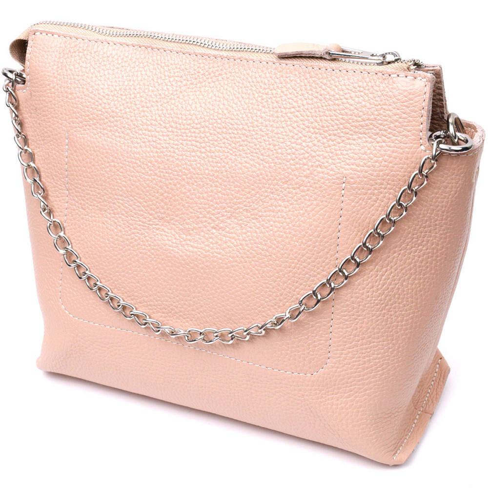 Оригинальная женская сумка из натуральной кожи GRANDE PELLE 11695 Пудровая Киев - изображение 2