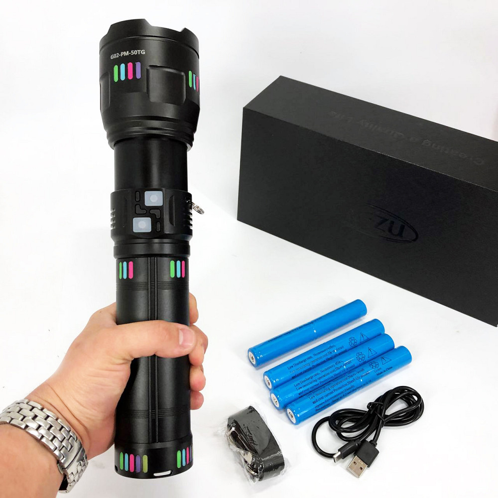 Ручной фонарик cob G02-PM60-TG, Ручной светильник с мощным лучом Фонарь металлический XI-15 Львов - изображение 4