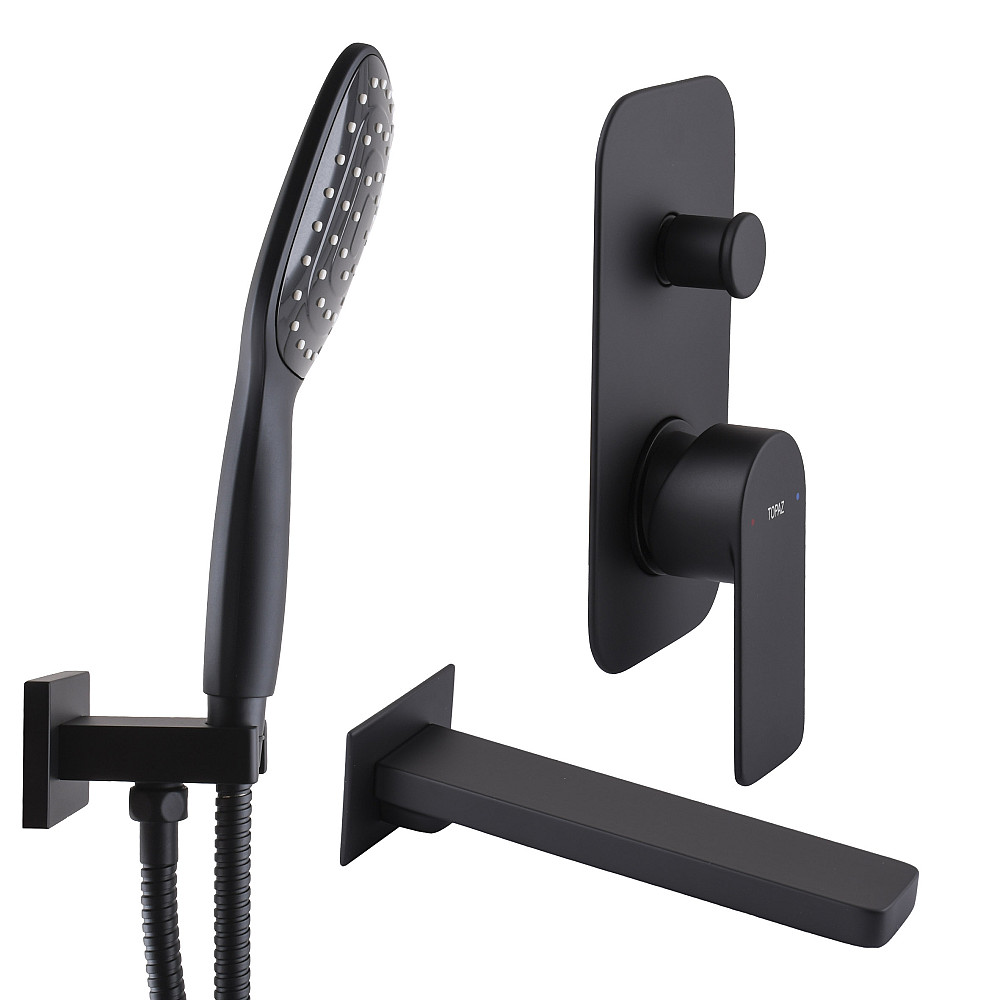 Змішувач для ванни вбудований TOPAZ SARDINIA TSG 08202-V-H20-BL- 2 виходи, вилив190мм.Чорний Луцьк - фото 7