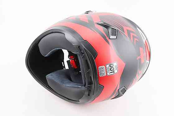 Шолом інтеграл, закритий (сертифікація DOT)+відкидні окуляри BLD-М61 S (55-56см), ЧОРНО-ЧЕРВОНИЙ (флуоресцентний) Київ