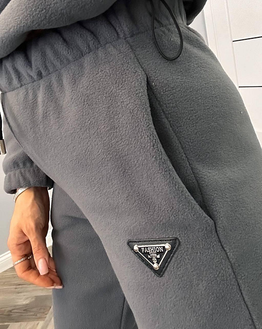 Жіночий теплий прогулянковий костюм: кофта та штани фліс двосторонній Графіт, 42 Одеса - фото 3