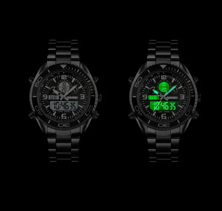 Мужские наручные часы Skmei 1600 (Черные с черным циферблатом) Винница - изображение 7