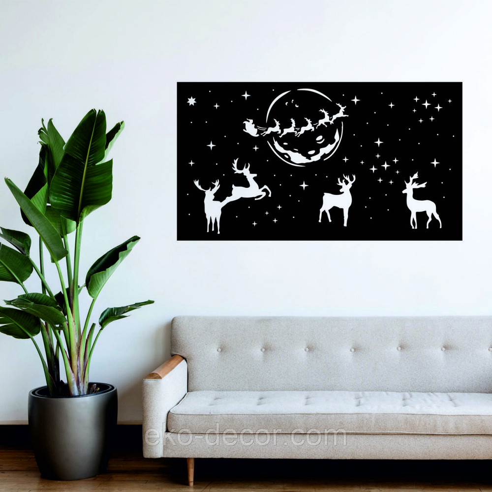 Декоративное настенное Панно «Новый год» Декор на стену 110*61 см, Черный Киев - изображение 2