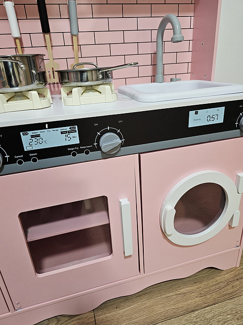 Дитяча дерев'яна ігрова кухня AVKO Модена Pink звукові та світлові ефекти Київ - фото 8