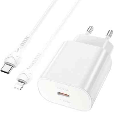 Зарядное устройство HOCO N22 Jetta USB-C PD25W + cable USB-C to Lightning White (6931474760074) Винница