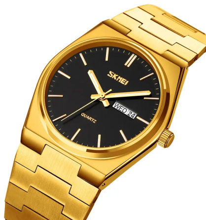 Чоловічий класичний годинник Skmei 9288 (Золотистий із чорним) Київ