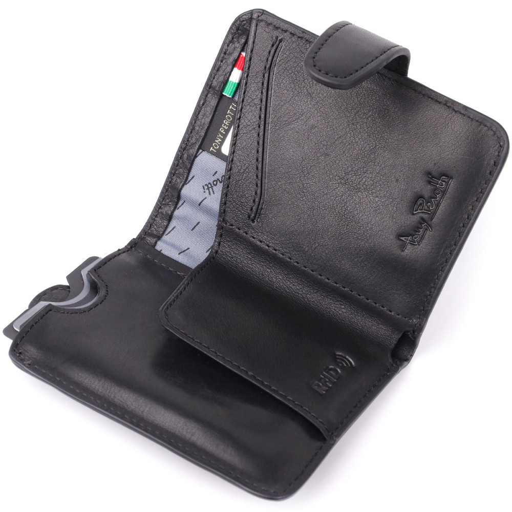 Вместительный картхолдер из натуральной кожи Tony Perotti 20899_1 (3796 nero) Черный Киев - изображение 5