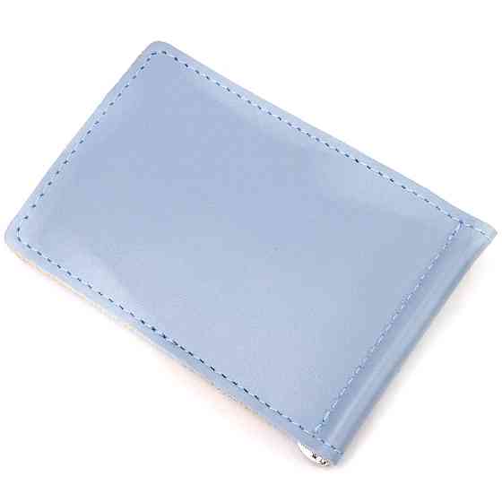 Чудовий шкіряний затискач комбі двох кольорів Серце GRANDE PELLE 16715 Жовто-блакитний Київ