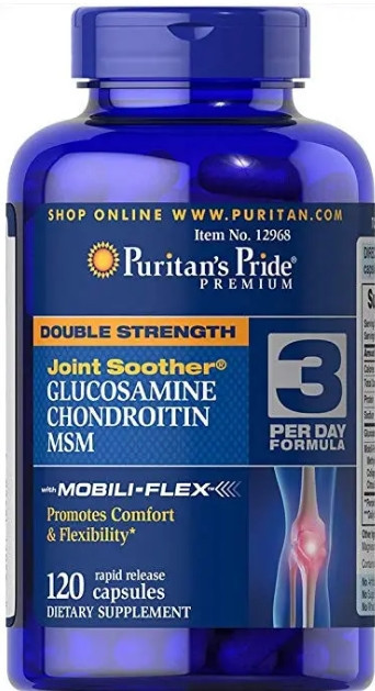 Глюкозамін хондроїтин і МСМ Glucosamine Puritan's Pride Glucosamine Chondroitin MSM  120 капс Київ - фото 1