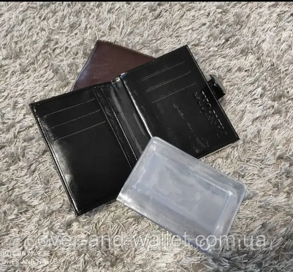 Портмоне обложка для паспорта и автодокументов черного цвета P.T.K Киев - изображение 5