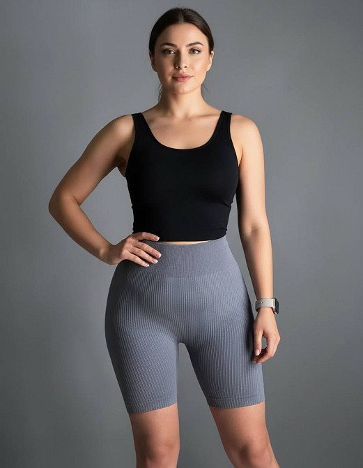 Шорты женские Kenalin 0412 велосипедки лосины в рубчик пуш-ап широкий пояс one size, серый, one size Киев - изображение 20