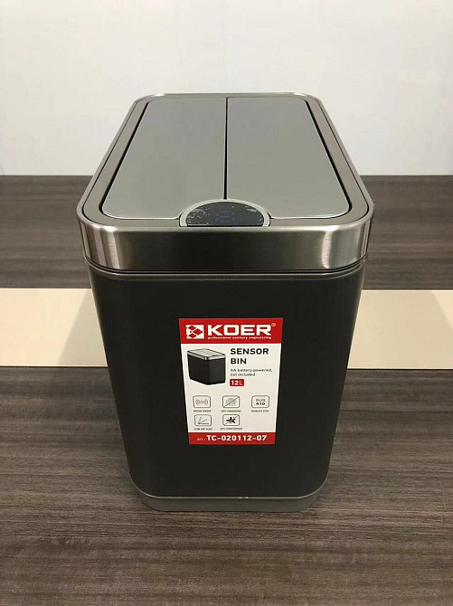 Відро для сміття сенсорне Koer TC-020112-07 12 л колір графіт нерж. сталь антипалець (KR5583) Чернівці - фото 2