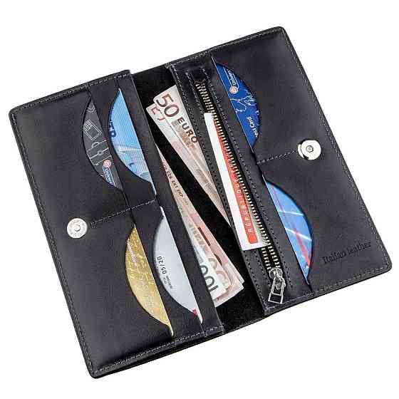 Вертикальний гаманець унісекс на магніті Чорний (GRANDE PELLE) Київ