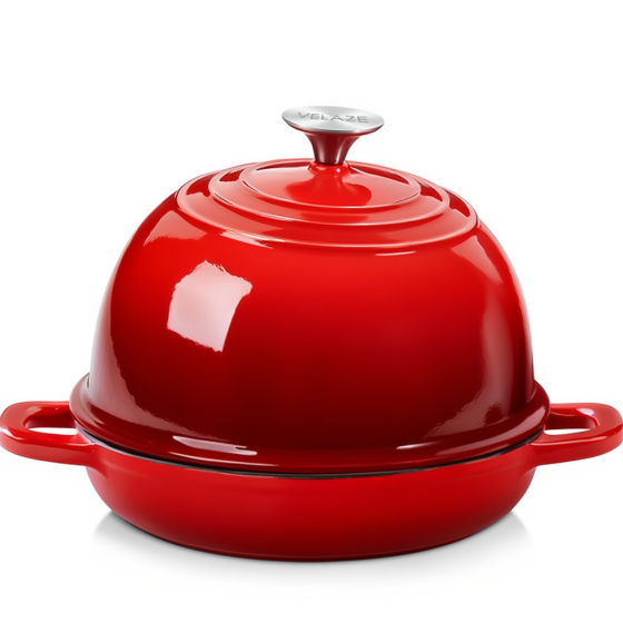 Premium Cookware Чавунна кругла форма для випікання хліба з кришкою Ø26 (см) антипригарна форма Коломия