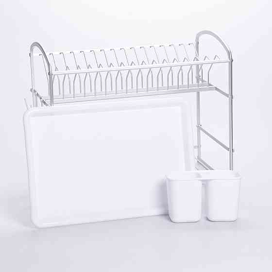 Двоярусна сушарка для кухні алюмінієва з лотком і тримачами HP-46-13 Київ